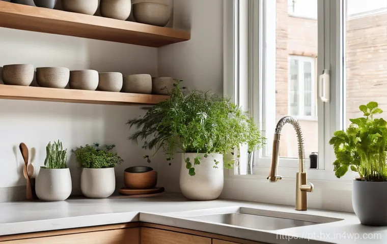 로우테크 라이프에서의 생활 공간 최적화 - Prompt 1: Serene Minimalist Kitchen**